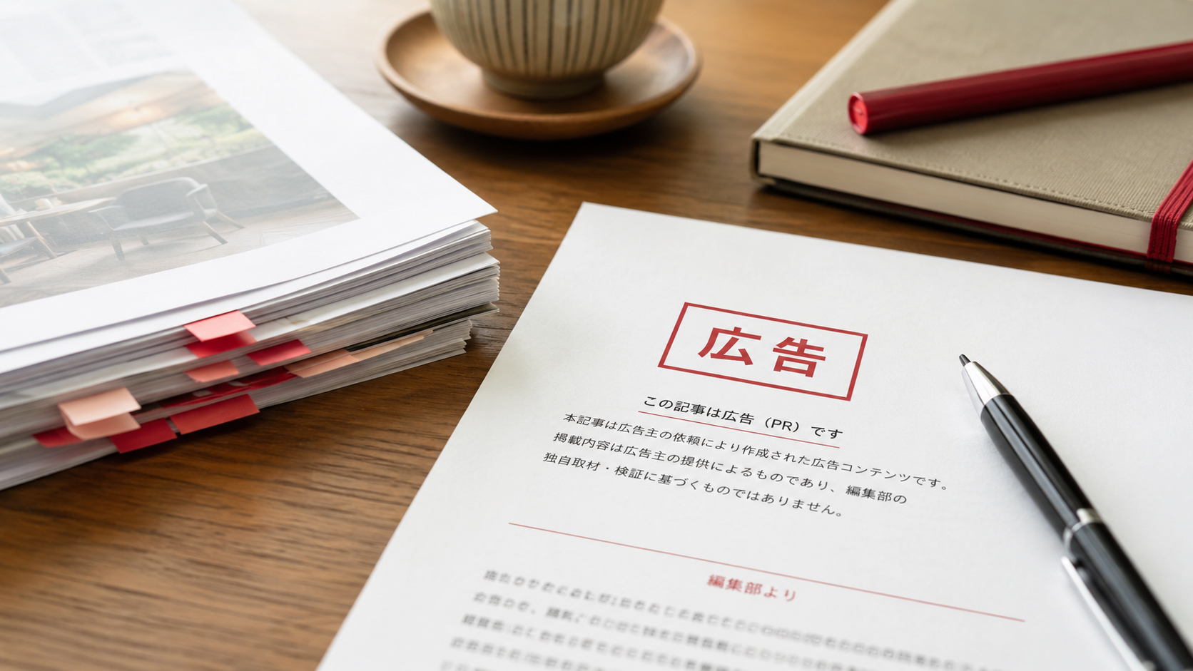 広告表示ラベルが明確に置かれた紙面
