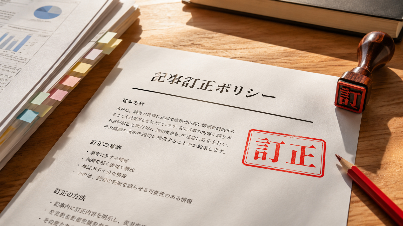 赤い訂正印が押された紙